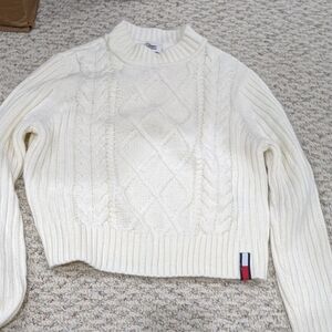 Tommy Hilfiger Women's White Cable Knit Turtleneck Sweater